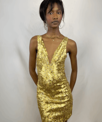 Pinko Robe Dorée à Sequins