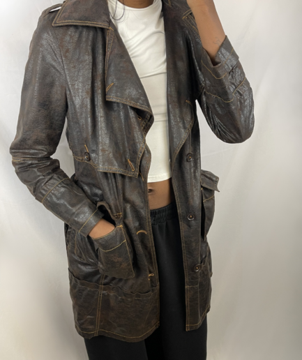 Long Leather Jacket Plein Sud