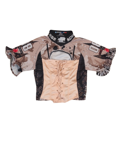 Maillot Motocross Corset Beige Noir Blanc