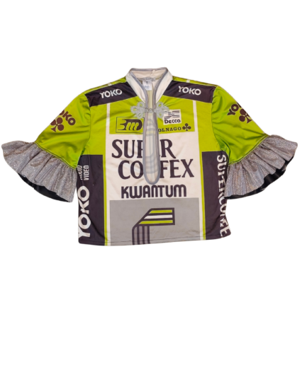 Maillot Cycliste Cropped Chinoiserie Vert Paillettes