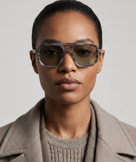 Maxim Lunettes Aviateur Kaki Verres Verts Dorée