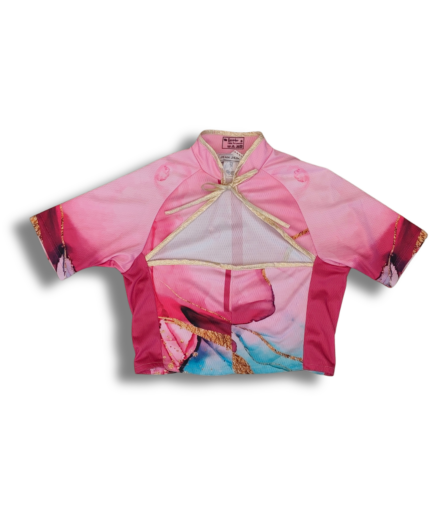Maillot Cycliste Cropped Chinoiserie Rose Doré